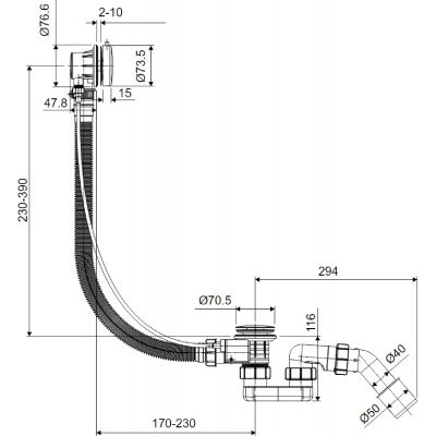 Syfon z przelewem chrom ARIN3157CR Excellent Simple