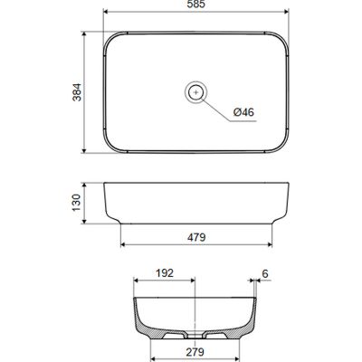 Umywalka 58x38 cm prostokątna nablatowa biała CEEX6901580WH Excellent Cori 2.0