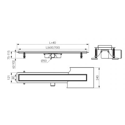 Odpływ liniowy z rusztem 60 cm stal FD74016001 FDesign Kleome