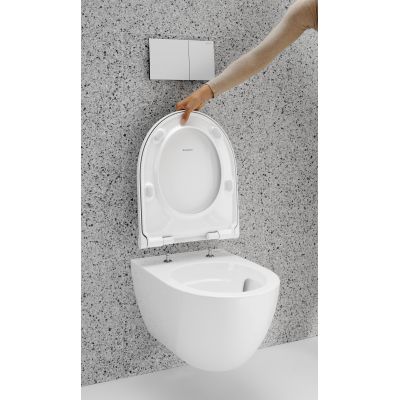 Miska WC z deską wolnoopadającą wisząca bez kołnierza spłukiwanie wirowe biały 502774008 Geberit Acanto