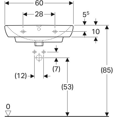 Umywalka 60x46 cm prostokątna ścienna biała 500300017 Geberit Selnova Square