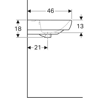 Umywalka 60x46 cm prostokątna ścienna biała 500300017 Geberit Selnova Square