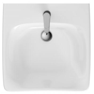 Umywalka 55x55 cm kwadratowa ścienna dla niepełnosprawnych biała 501461007 Geberit Selnova Compact