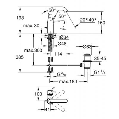 Bateria umywalkowa stojąca chrom 23462001 Grohe Essence