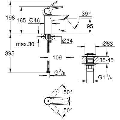 Bateria umywalkowa stojąca czarna 235502432 Grohe Start