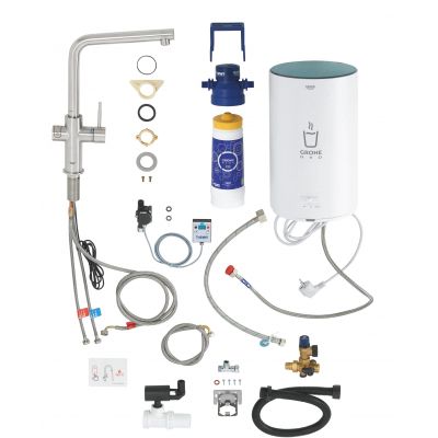 Bateria kuchenna z bojlerem stojąca stal 30327DC1 Grohe Red