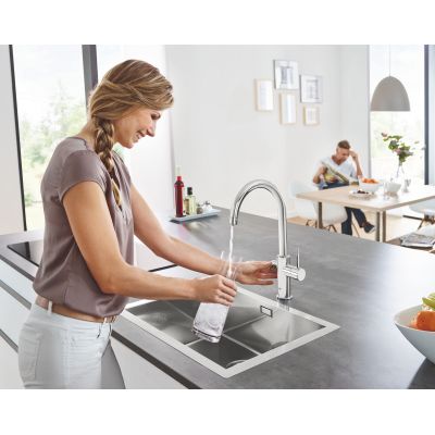 Bateria kuchenna z filtrem stojąca starlight chrome 31455001 Grohe Blue