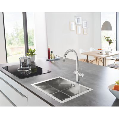 Bateria kuchenna z filtrem stojąca starlight chrome 31455001 Grohe Blue