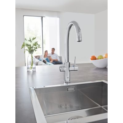 Bateria kuchenna z filtrem stojąca starlight chrome 31455001 Grohe Blue