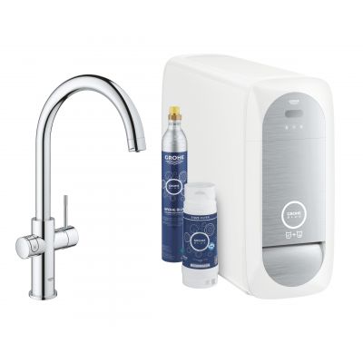 Bateria kuchenna z filtrem stojąca starlight chrome 31455001 Grohe Blue