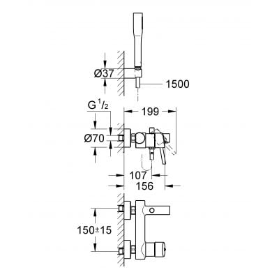 Bateria wannowo-prysznicowa ścienna starlight chrome 32212001 Grohe Concetto