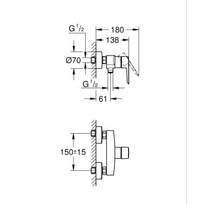 Bateria prysznicowa ścienna czarna 322792432 Grohe Start