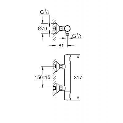 Bateria prysznicowa ścienna z termostatem chrom 34840000 Grohe Precision