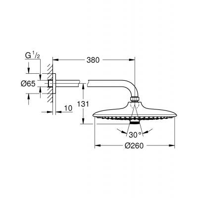Deszczownica 26x26 cm okrągła starlight chrome 26459000 Grohe Euphoria