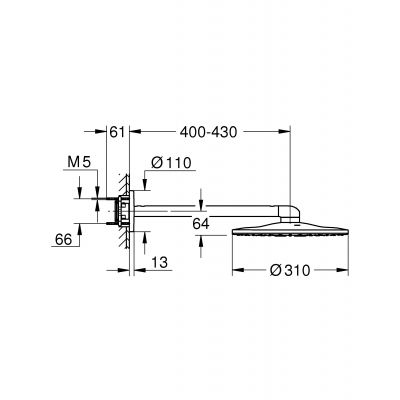 Deszczownica z ramieniem 31x31 cm okrągła 26475GN0 Grohe Rainshower