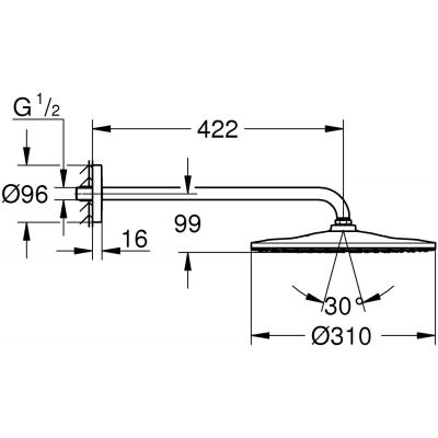 Deszczownica z ramieniem 30x30 cm okrągła starlight chrome 26558000 Grohe Rainshower