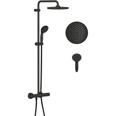 Zestaw prysznicowy ścienny termostatyczny z deszczownicą czarny 266772430 Grohe Vitalio Start Shower System
