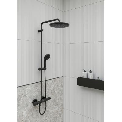 Zestaw prysznicowy ścienny termostatyczny z deszczownicą czarny 266772430 Grohe Vitalio Start Shower System