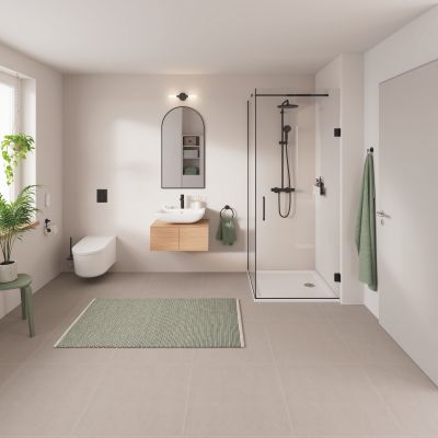 Zestaw prysznicowy ścienny termostatyczny z deszczownicą czarny 266772430 Grohe Vitalio Start Shower System