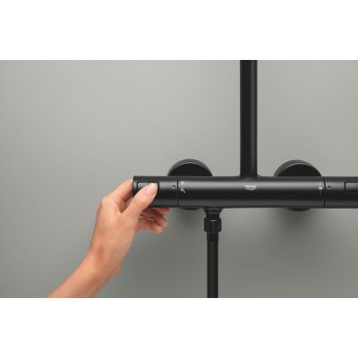 Zestaw prysznicowy ścienny termostatyczny z deszczownicą czarny 266772431 Grohe Vitalio Start System