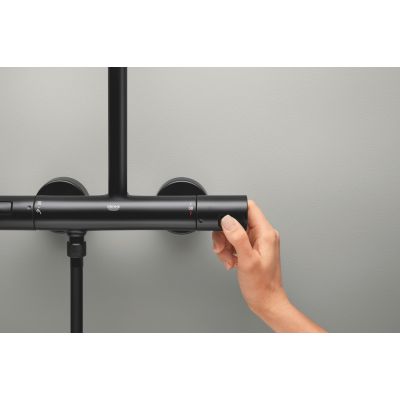 Zestaw prysznicowy ścienny termostatyczny z deszczownicą czarny 266772431 Grohe Vitalio Start System