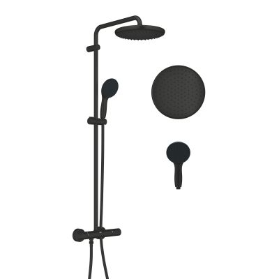 Zestaw prysznicowy ścienny termostatyczny z deszczownicą czarny 266772431 Grohe Vitalio Start System