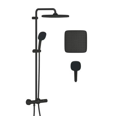 Zestaw prysznicowy ścienny termostatyczny z deszczownicą czarny 266962431 Grohe Vitalio Comfort