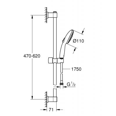 Zestaw prysznicowy ścienny chrom 26951001 Grohe Vitalio Start