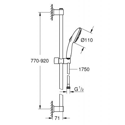 Zestaw prysznicowy ścienny chrom 26956001 Grohe Vitalio Start