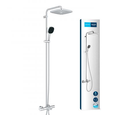 Zestaw wannowo-prysznicowy ścienny termostatyczny z deszczownicą starlight chrome 26984001 Grohe Vitalio Comfort