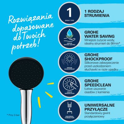 Słuchawka prysznicowa starlight chrome 27940001 Grohe Vitalio Start