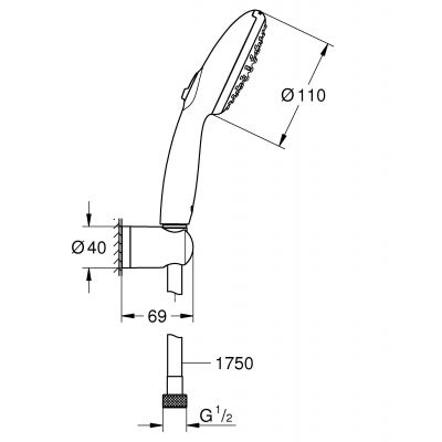 Zestaw prysznicowy ścienny czarny 279502431 Grohe Vitalio Start
