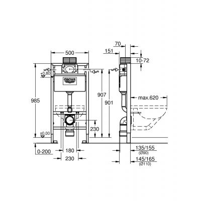 Stelaż podtynkowy do miski wc wiszącej 38525001 Grohe Rapid SL