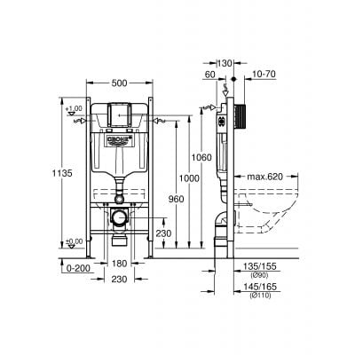 Stelaż podtynkowy do miski wc wiszącej 38840000 Grohe Rapid SL
