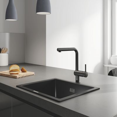 Zlewozmywak granitowy 53.3x45.7 cm czarny 31654AP0 Grohe K700