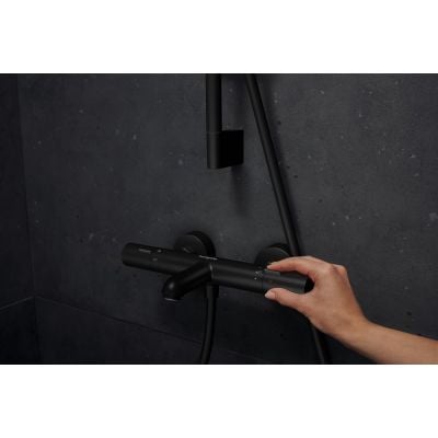 Bateria wannowo-prysznicowa ścienna termostatyczna czarna 13325670 Hansgrohe Ecostat Fine