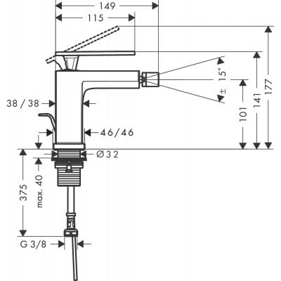 Hansgrohe Tecturis E 73200670 bateria bidetowa stojąca czarna