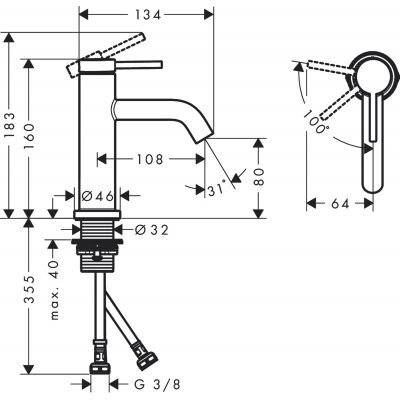 Hansgrohe Tecturis S 73301670 bateria umywalkowa stojąca czarna