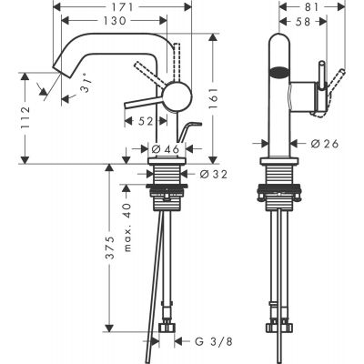 Hansgrohe Tecturis S 73323000 bateria umywalkowa stojąca chrom