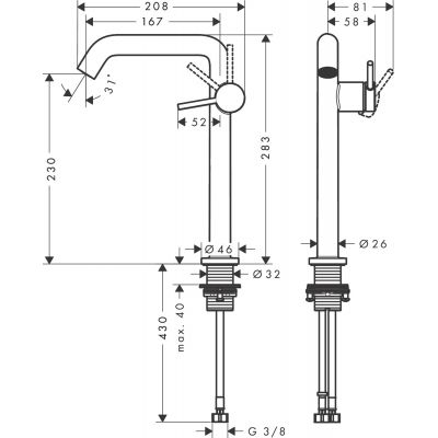 Hansgrohe Tecturis S 73372000 bateria umywalkowa stojąca chrom