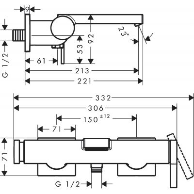 Hansgrohe Tecturis E 73420670 bateria wannowo-prysznicowa ścienna czarna