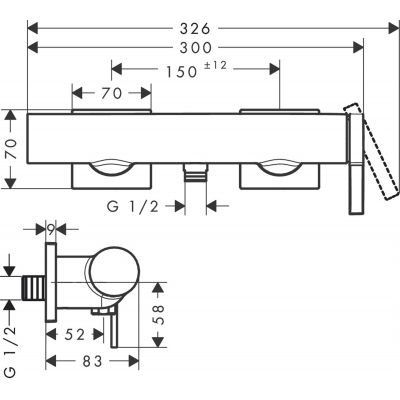 Bateria prysznicowa ścienna 73620140 Hansgrohe Tecturis E