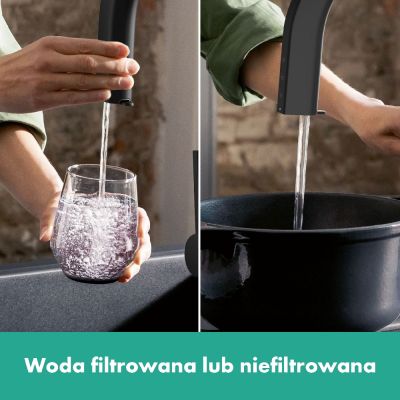 Hansgrohe Aqittura M91 76836670 bateria kuchenna z filtrem stojąca czarna