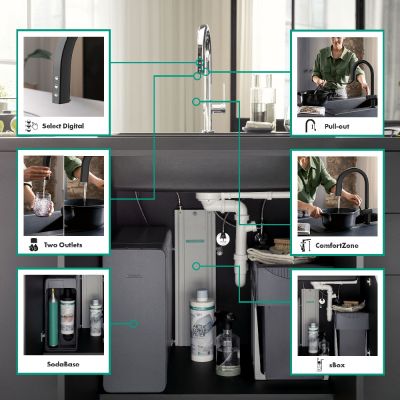 Hansgrohe Aqittura M91 76836670 bateria kuchenna z filtrem stojąca czarna