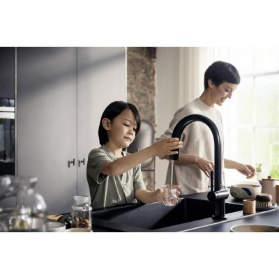 Hansgrohe Aqittura M91 76836670 bateria kuchenna z filtrem stojąca czarna