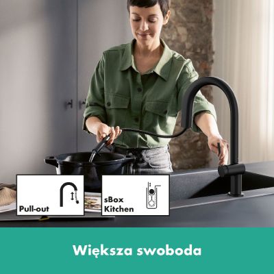 Hansgrohe Aqittura M91 76836670 bateria kuchenna z filtrem stojąca czarna