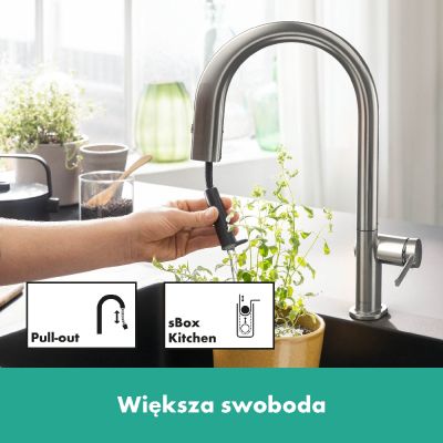 Hansgrohe Aqittura M91 76836800 bateria kuchenna z filtrem stojąca stal