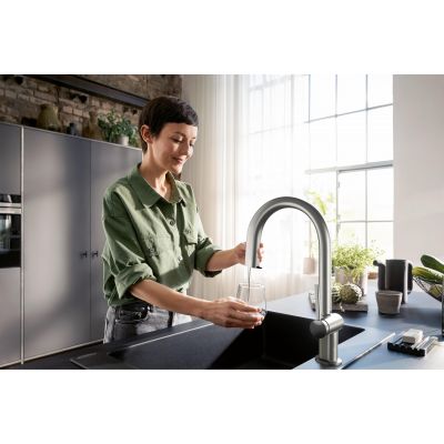 Hansgrohe Aqittura M91 76836800 bateria kuchenna z filtrem stojąca stal