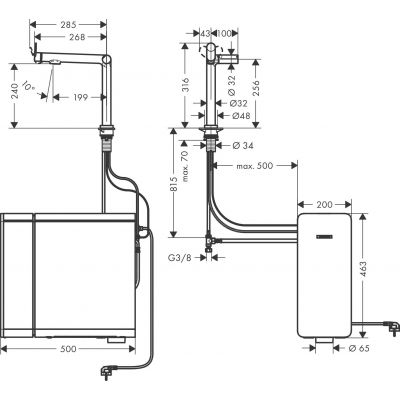 Bateria kuchenna z filtrem stojąca stal 76837800 Hansgrohe Aqittura M91
