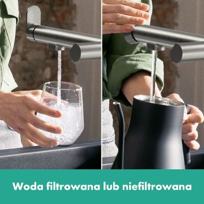 Bateria kuchenna z filtrem stojąca stal 76837800 Hansgrohe Aqittura M91